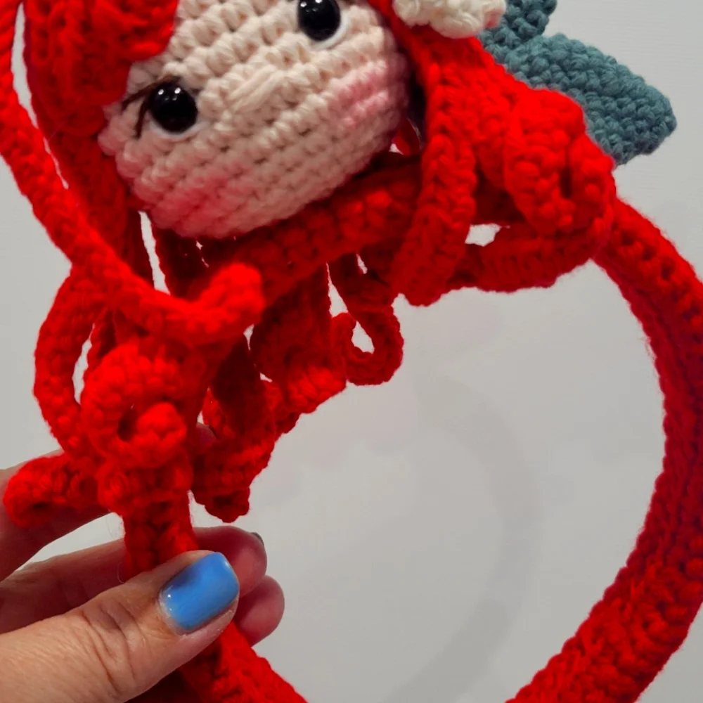 Handmade Red Crochet Kids Headband DISNEY PRINCESS